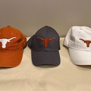 Texas Longhorns Hat Bundle (3): Adjustable Baseball Caps (Orange/Grey/White)